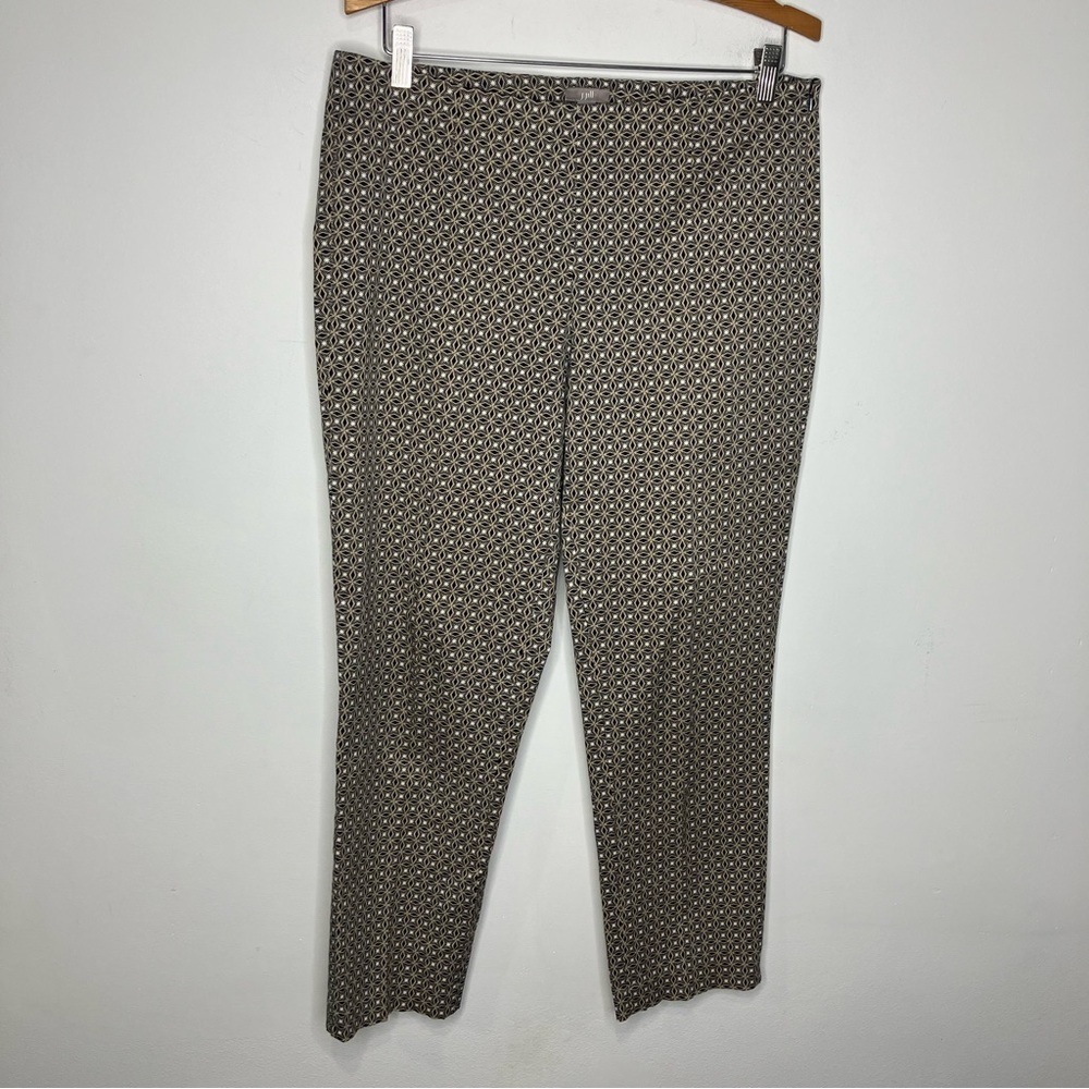 J. Jill‎ tapered slacks black tan white geometric pattern size 10